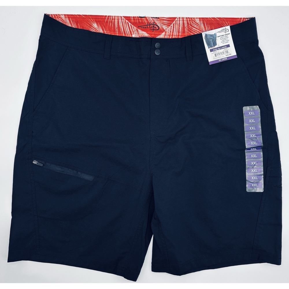 NEW Reel Life Mens XXL Shorts Riptide Black Nylon Comfort Stretch Zip Pocket